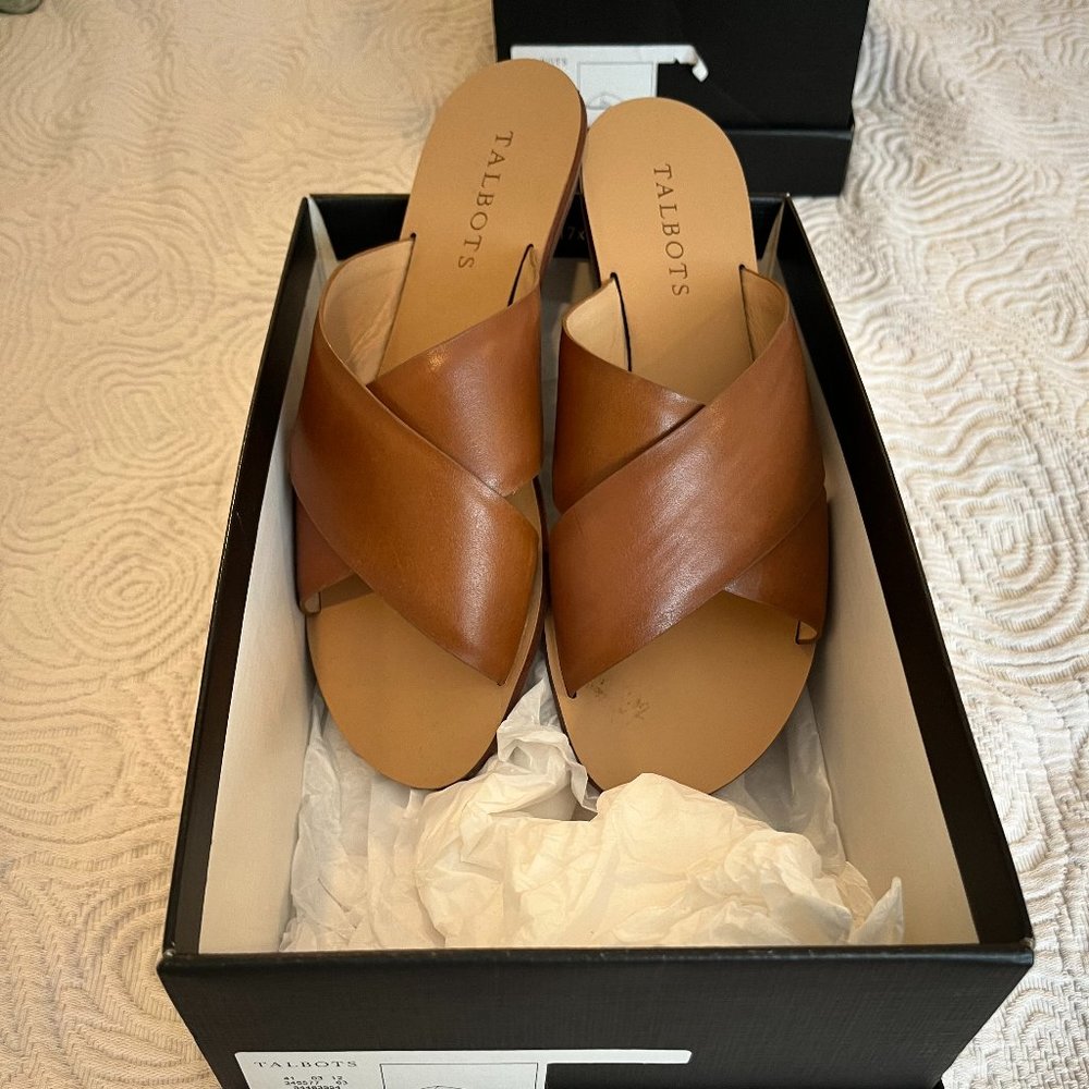 Talbots Hannah X Cross Sandals in Havana Tan